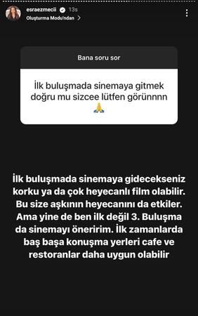 Esra Ezmeci yanıtladı: “İlk buluşmada sinemaya gidilir mi?” ‘Üçüncü buluşma' vurgusu dikkat çekti! 2