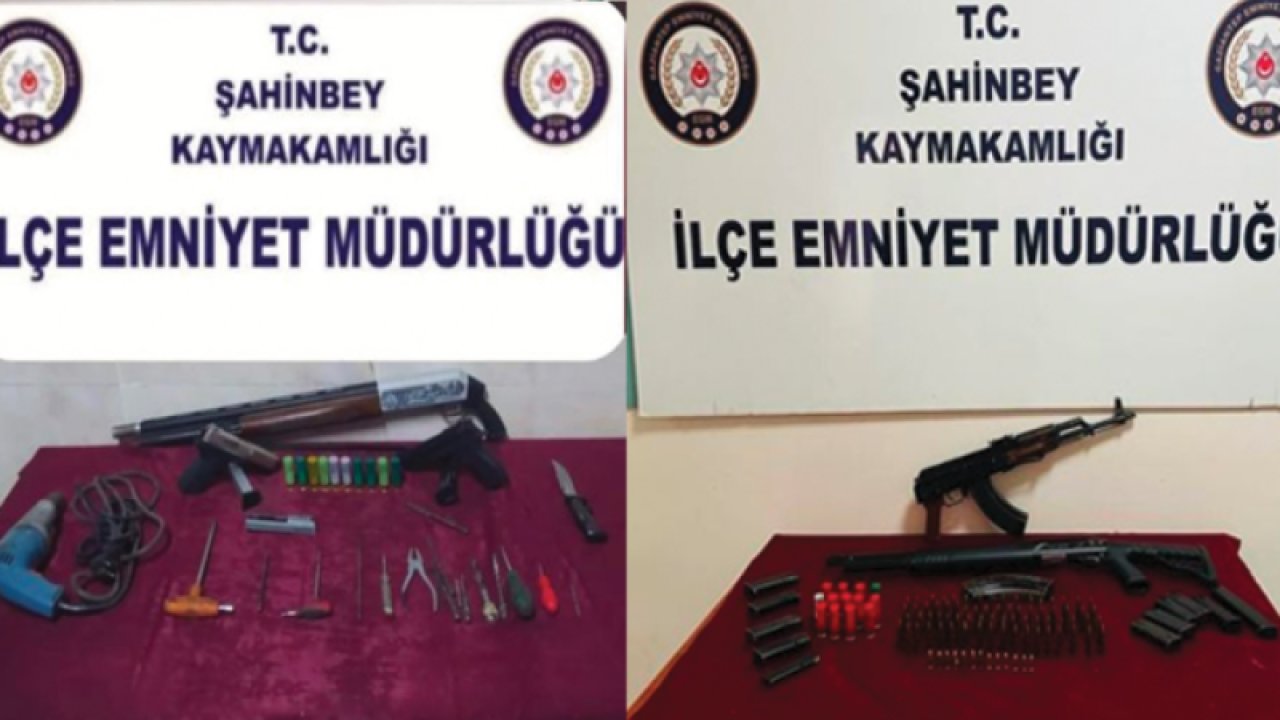 Gaziantep'te 2 adrese düzenlenen operasyonda silah ve silah yapımında kullanılan malzeme ele geçirildi