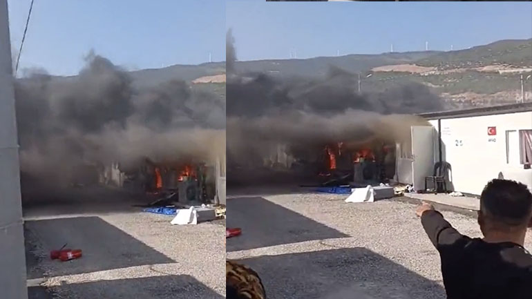 İşte Detaylar... Gaziantep'in Nurdağı İlçesinde konteyner kentte yangın çıktı