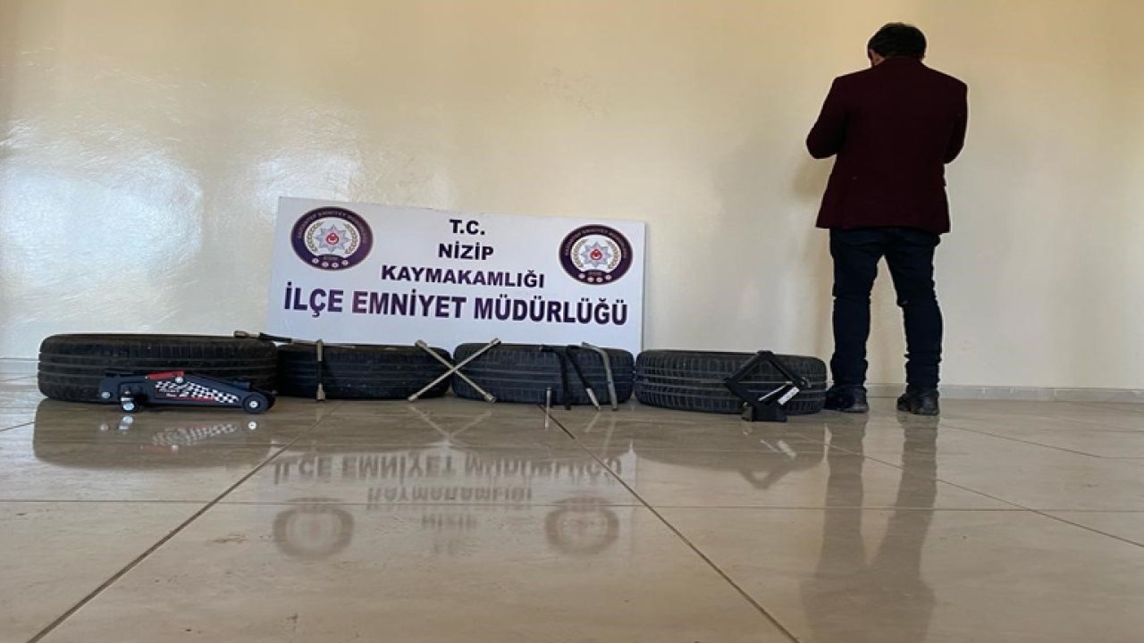 O hırsız yakalandı! Gaziantep'te park halindeki araçların lastiklerini jantlarıyla beraber çalan şahıs suçüstü yakalandı