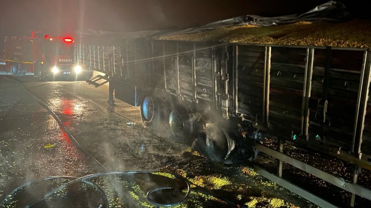 Gaziantep'ten Osmaniye’ye mısır taşıyan tır alev alev yandı