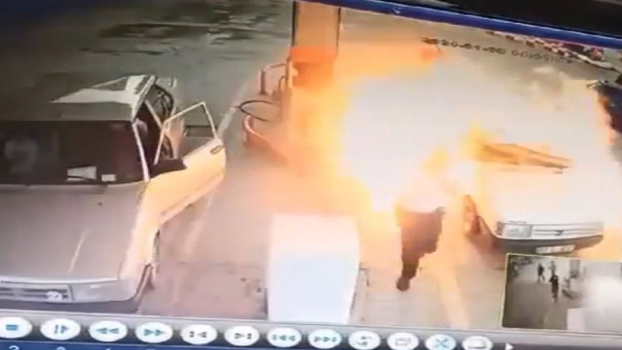 Lpg'li otomobil istasyonda bomba gibi patladı