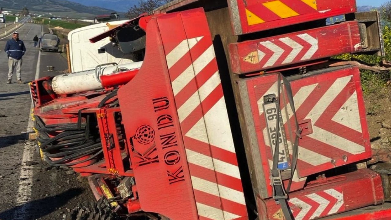 Gaziantep'te Devrilen Vincin Sürücüsü Yaralandı