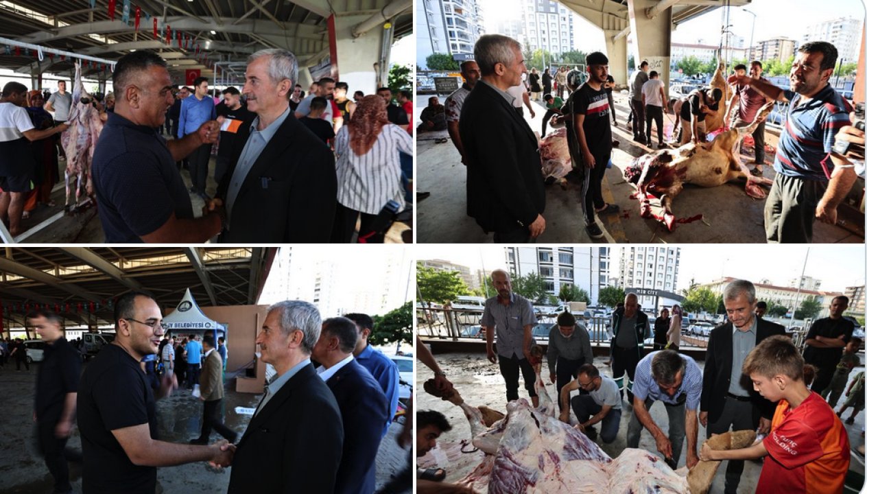 Mehmet Tahmazoğlu Kurban Kesim Alanlarını Hem Denetledi Hem de Vatandaşlarla Bayramlaştı
