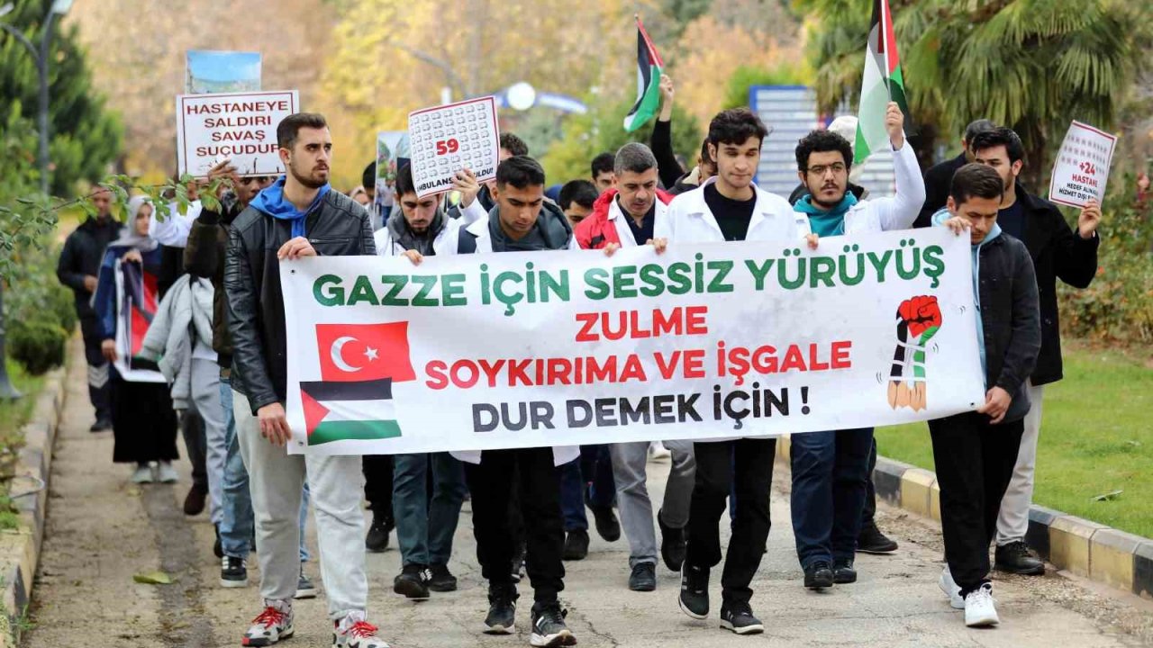 GAÜN öğrencilerinden sessiz yürüyüşle Filistin’e destek