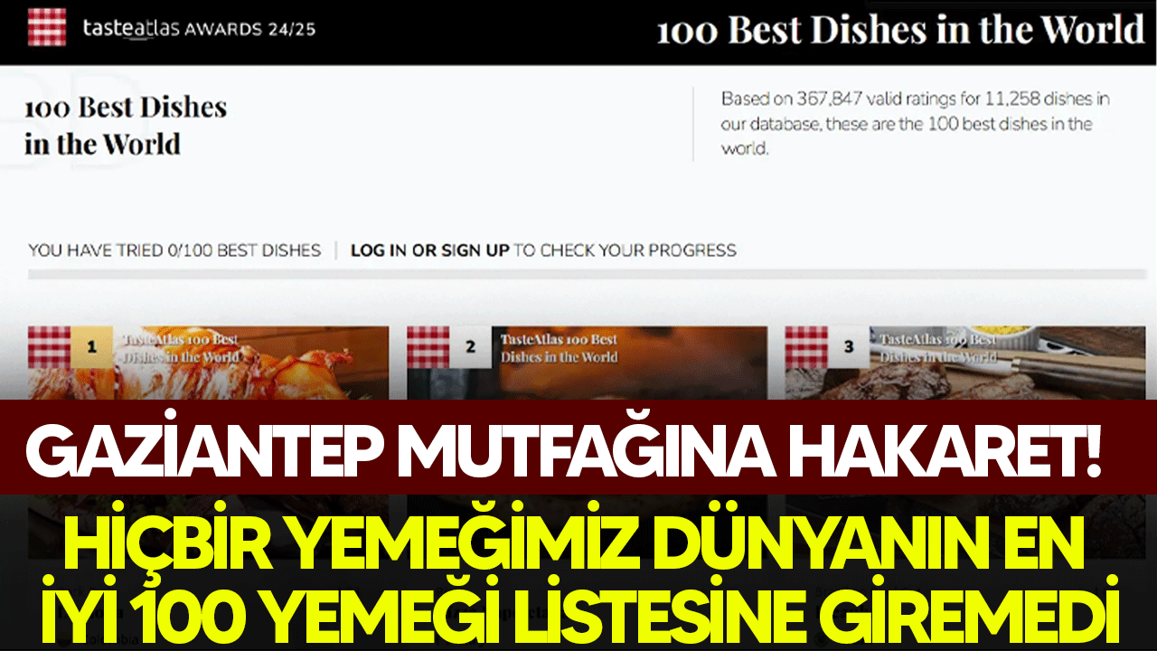 UNESCO’nun gastronomi şehri Gaziantep liste dışı! Dünyanın en iyi 100 yemek listesi açıklandı!