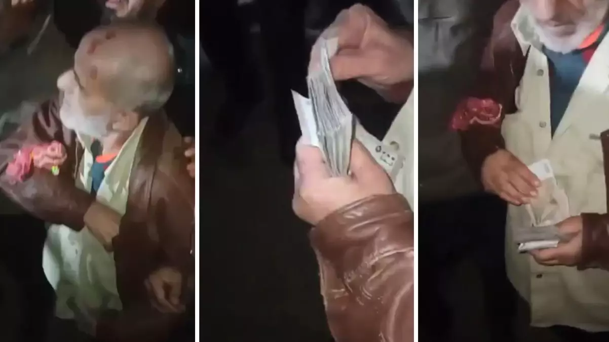 21 yıl sonra gelen özgürlüğün ardından kalabalığa deste deste para dağıttı!