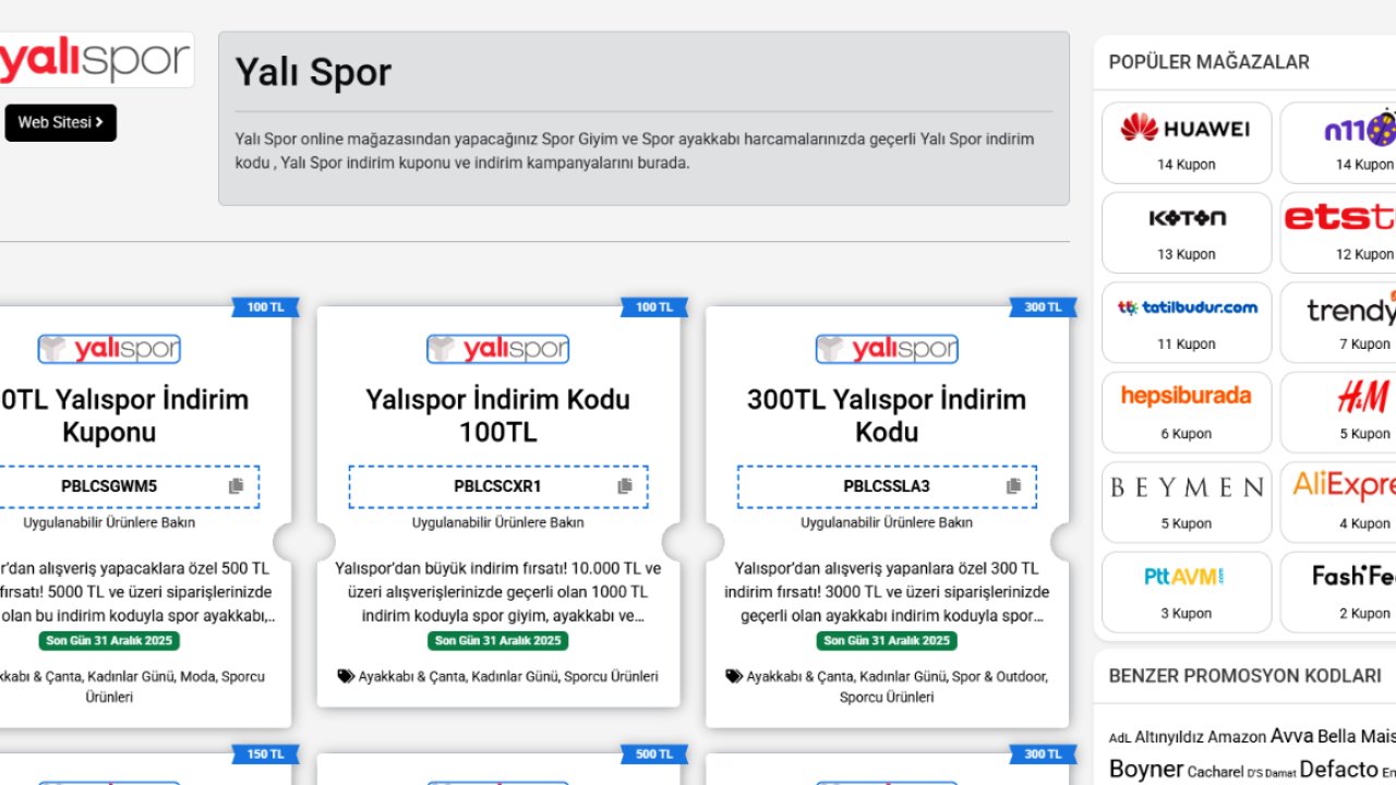 HM, Yalı Spor ve Koray Spor İndirim Kodları ile Avantajlı Alışveriş Fırsatları
