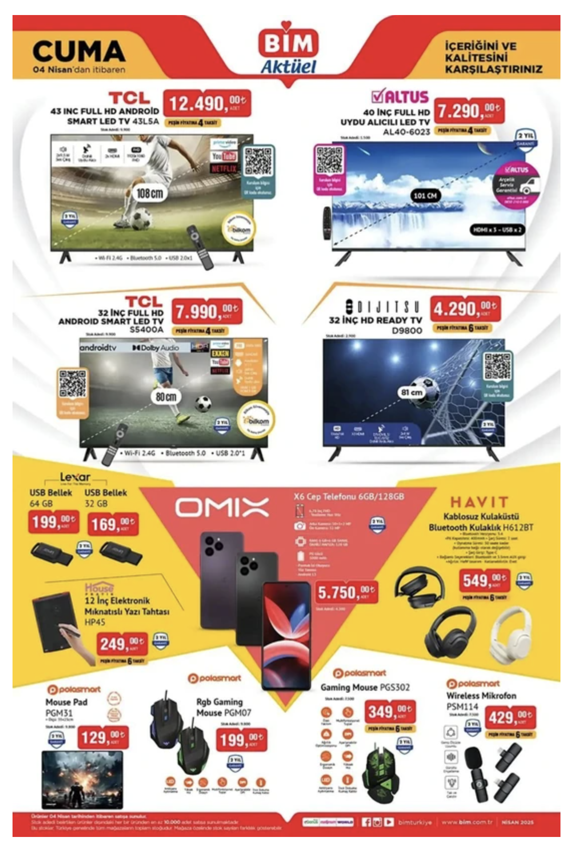 BİM’den 4 Nisan İndirimlerinde Kaçırılmayacak Fırsatlar! Evcil Hayvan Ürünlerinden Teknolojiye, Mutfak Gereçlerinden Oyuncaklara