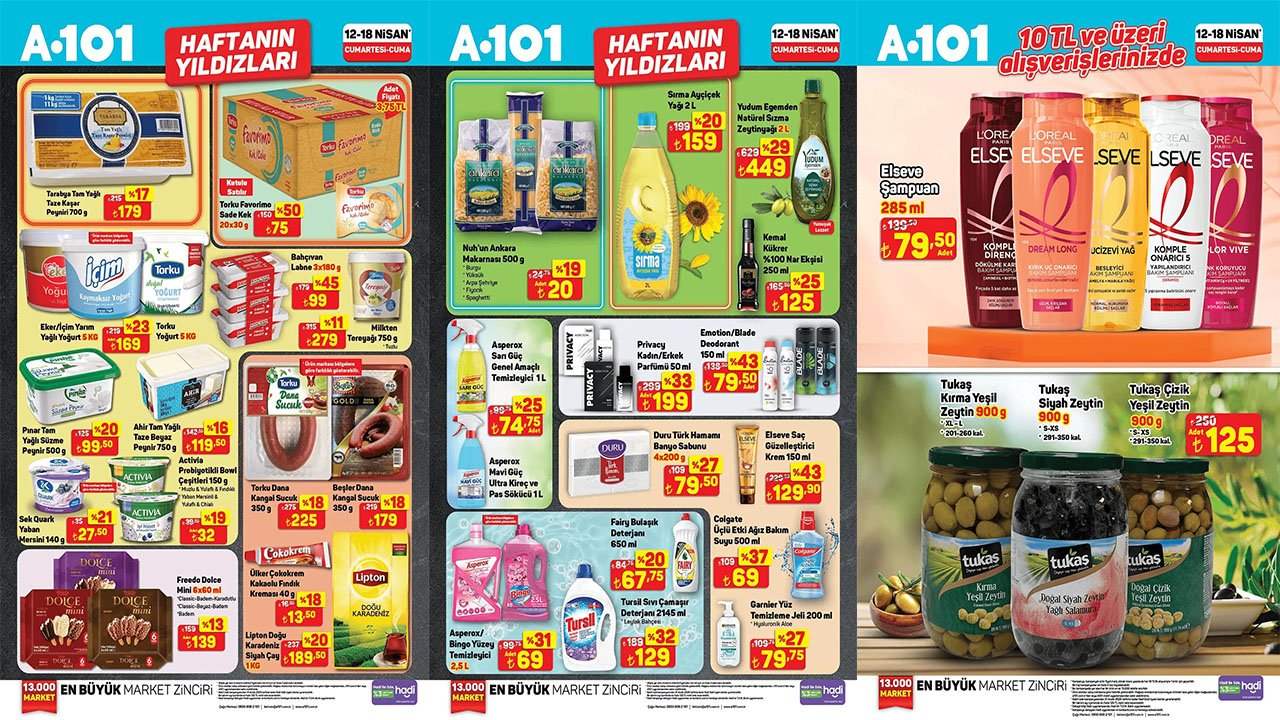 A101 Rafları 12 Nisan'da Dolu Dolu: Ayçiçek Yağından Tereyağa İndirimli Fiyatlar Dikkat Çekiyor!
