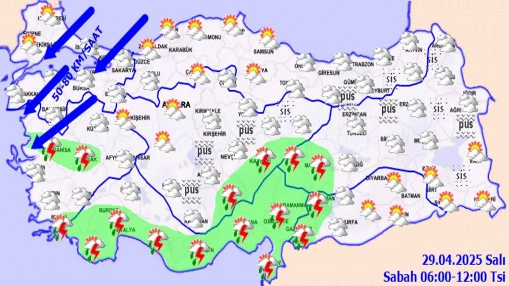 Gaziantep’te Sağanak Alarmı! Meteoroloji 29 Nisan İçin Kuvvetli Yağış ve Fırtına Uyarısında Bulundu