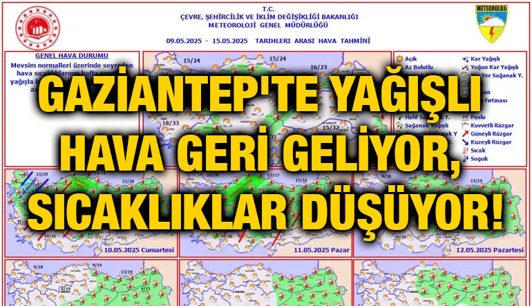 Gaziantep'te Yağışlı Hava Geri Geliyor, Sıcaklıklar Düşüyor!