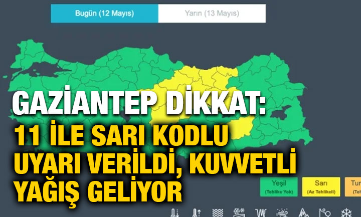 Gaziantep Dikkat: 11 İle Sarı Kodlu Uyarı Verildi, Kuvvetli Yağış Geliyor