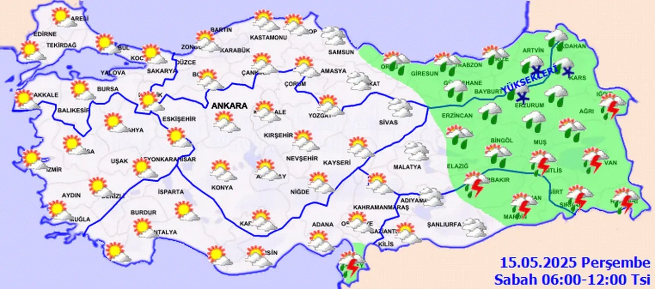 Meteoroloji Uyardı: Gaziantep ve Çevresinde Kuvvetli Sağanak ve Mayıs Ayında Kar Alarmı! İşte 15 Mayıs İl İl Hava Durumu