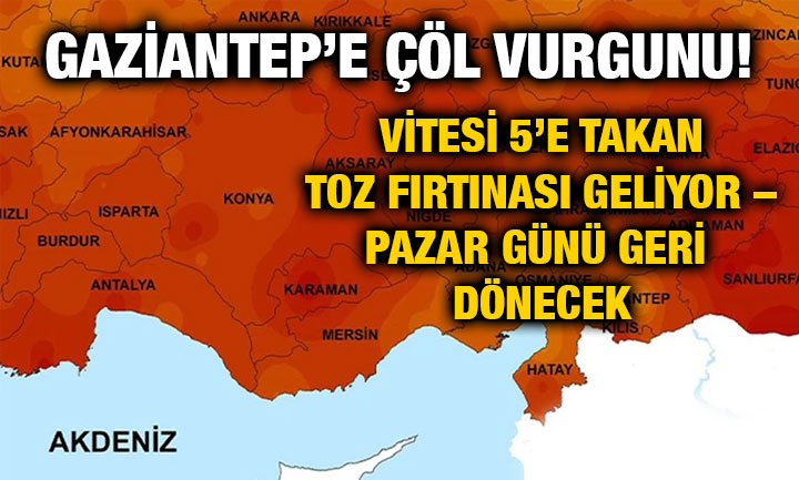 Gaziantep’e Çöl Vurgunu! Vitesi 5’e Takan Toz Fırtınası Geliyor – Pazar Günü Geri Dönecek