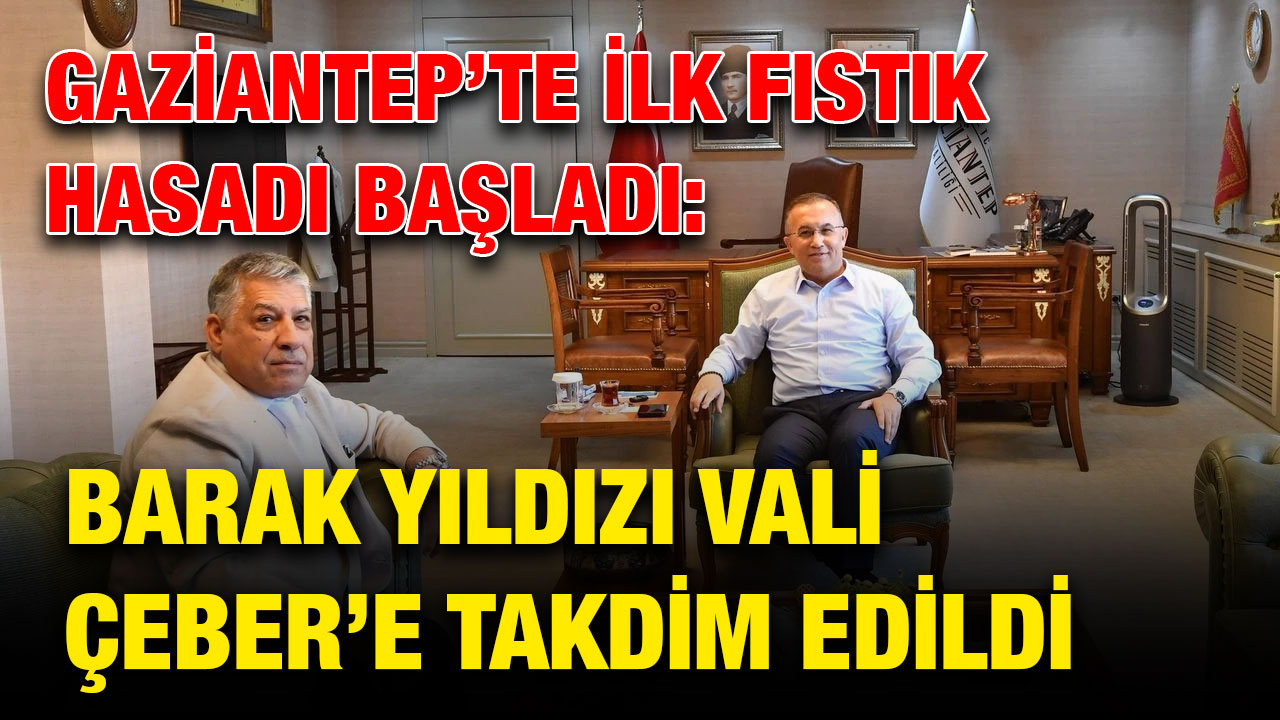 Gaziantep’te İlk Fıstık Hasadı Başladı: Barak Yıldızı Vali Çeber’e Takdim Edildi