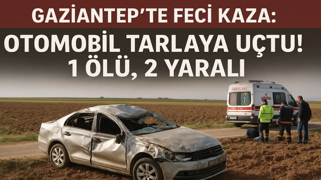 Gaziantep'te Otomobil Tarlaya Uçtu! 1 Ölü, 2 Yaralı
