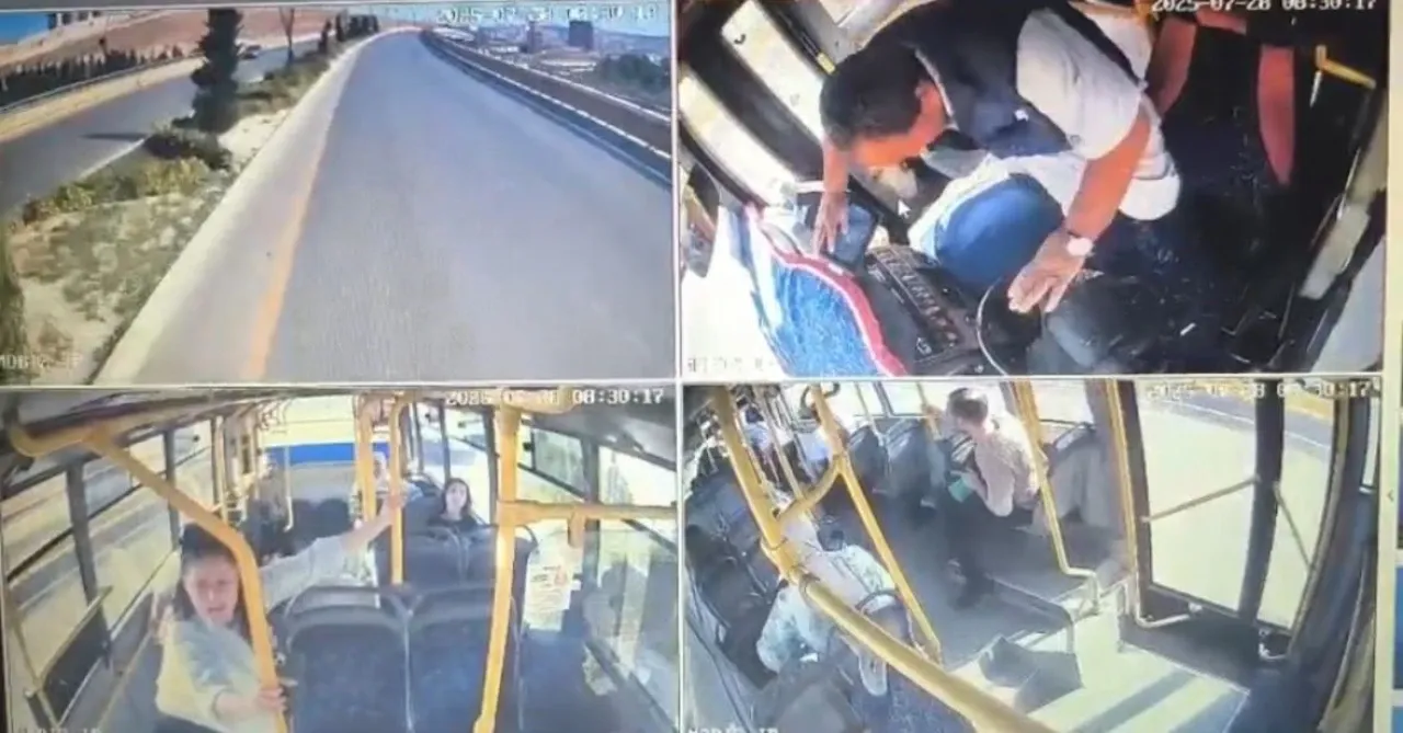 Gaziantep'te Özel Halk Otobüsü Şoförünün Kalp Krizi Anı Kamerada: Direksiyon Başında Hayatını Kaybetti