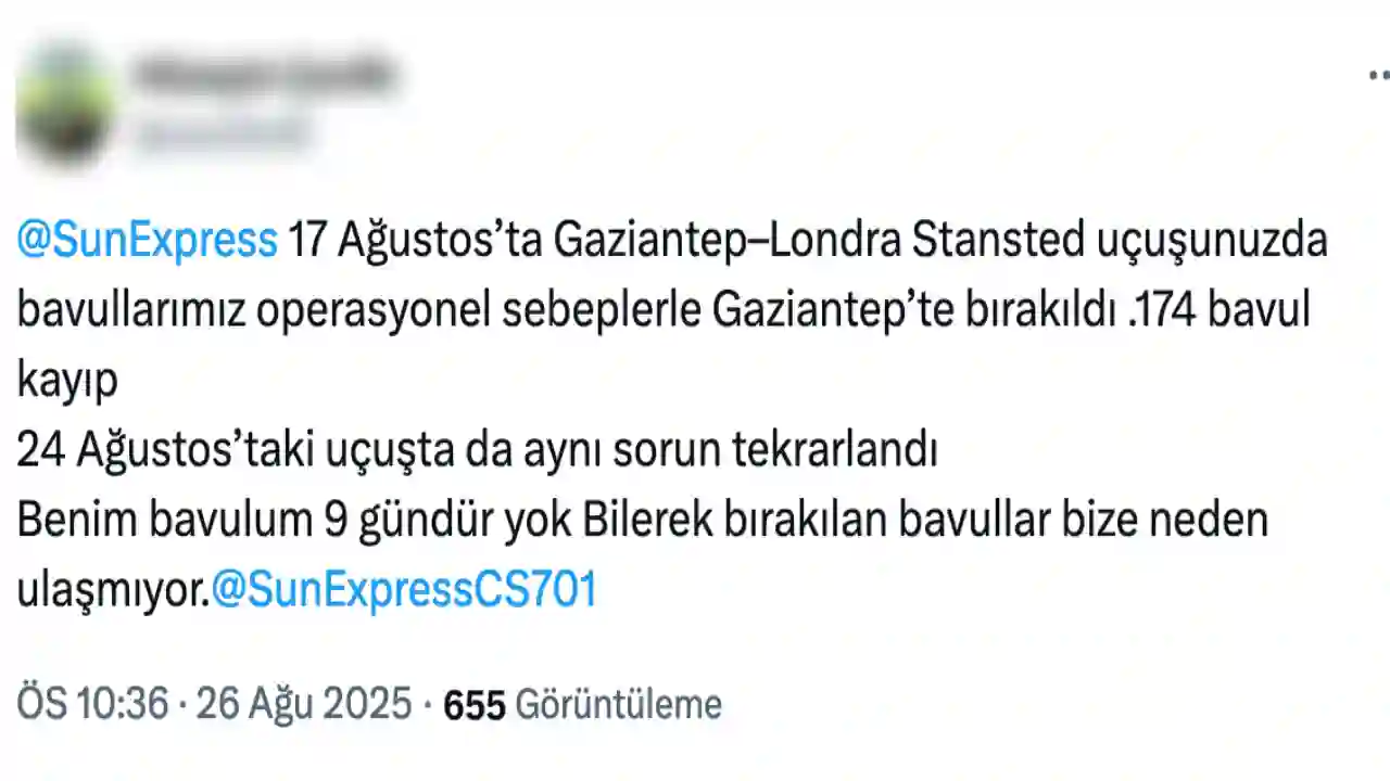 Gaziantep Havalimanı’nda Bagaj Krizi: 174 Yolcunun Valizleri Uçuşa Alınmadı