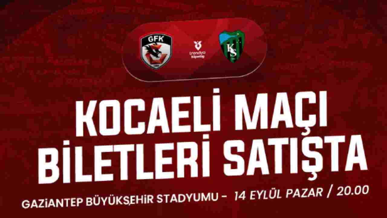 Gaziantep FK - Kocaelispor Maç Biletleri Satışta: Fiyatlar 150 TL ile 500 TL Arasında