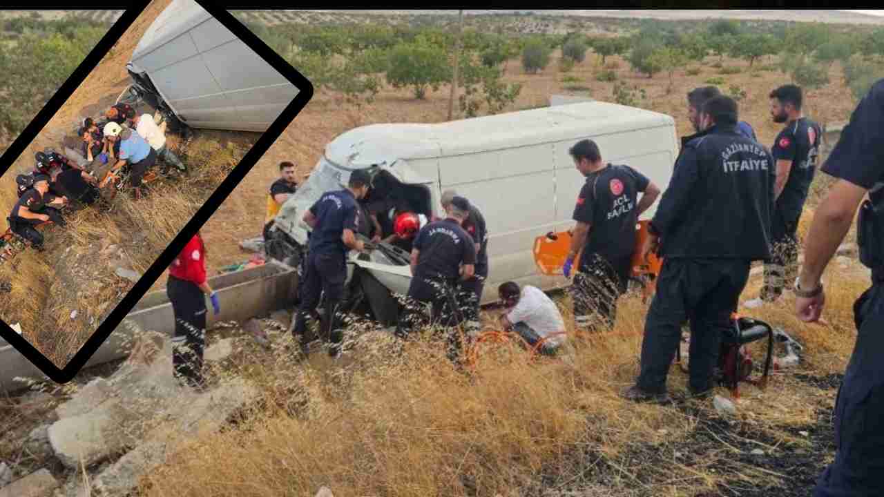Gaziantep’te Feci Kazada Can Pazarı Yaşandı:  Kamyonet Şarampole Uçtu