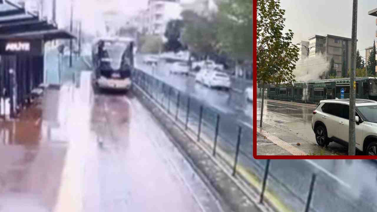 Gaziantep’te Tramvaya Yıldırım Düştü! O Anlar Kameraya Yansıdı