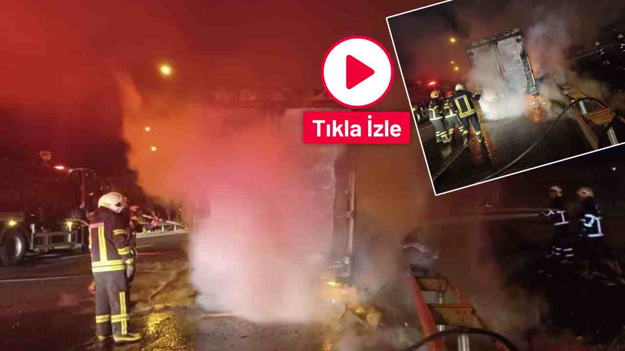 Şanlıurfa-Gaziantep Otoyolu'nda tır alev alev yandı! Milyonlarca liralık beyaz eşyalar küle döndü.