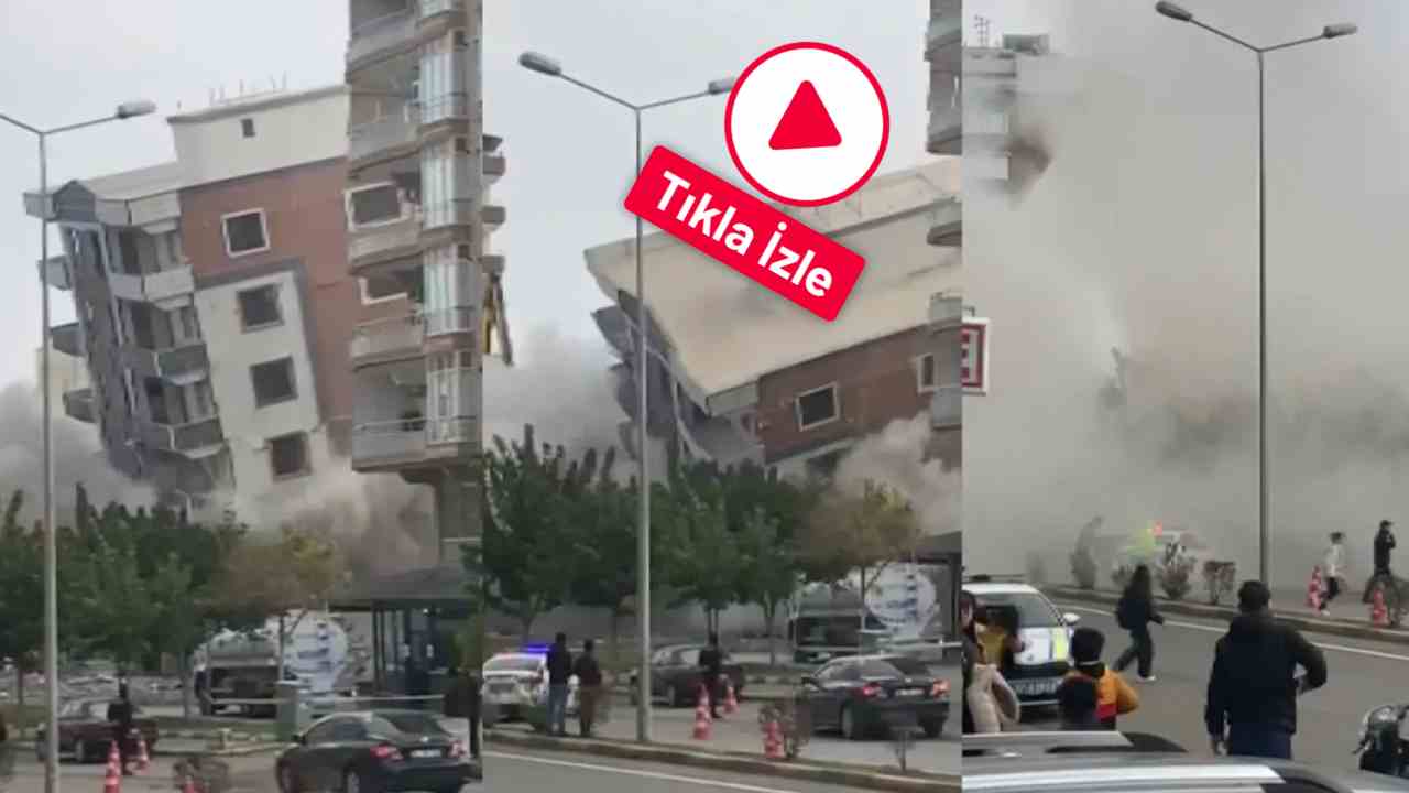 Gaziantep'te Ağır Hasarlı Bina Korna Sesiyle Yerle Bir Oldu!