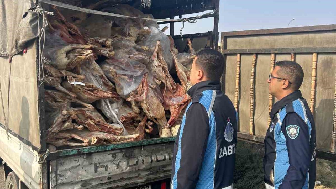 Gaziantep’te kamyonet kasasında 1 ton 900 kilogram bozuk et ele geçirildi