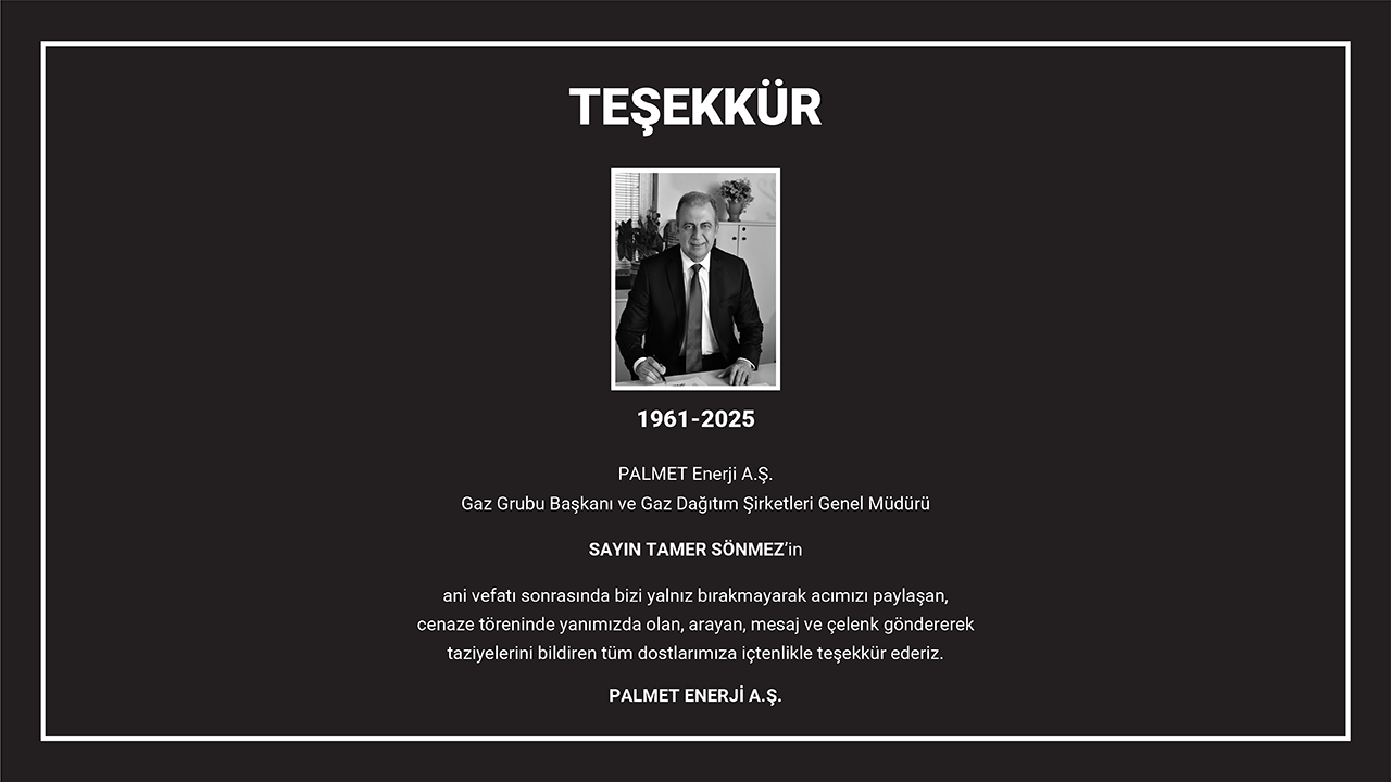 PALMET Enerşi A.Ş. Teşekkür