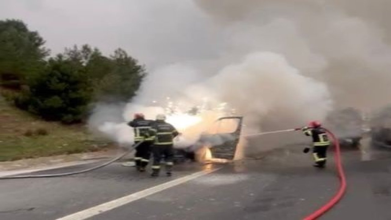 Gaziantep otoyolunda tarım işçilerini taşıyan minibüs yandı