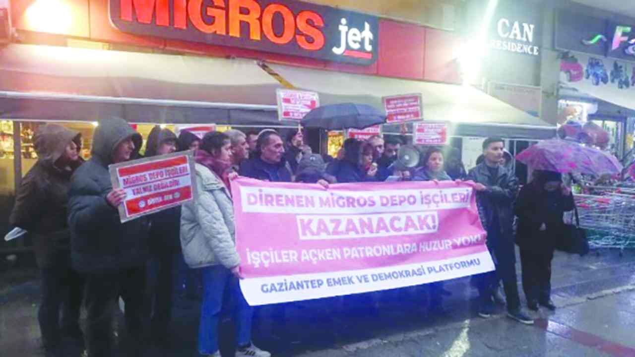 "Sefalet düzenine karşı direneceğiz!" Gaziantep'ten Migros işçisine destek.