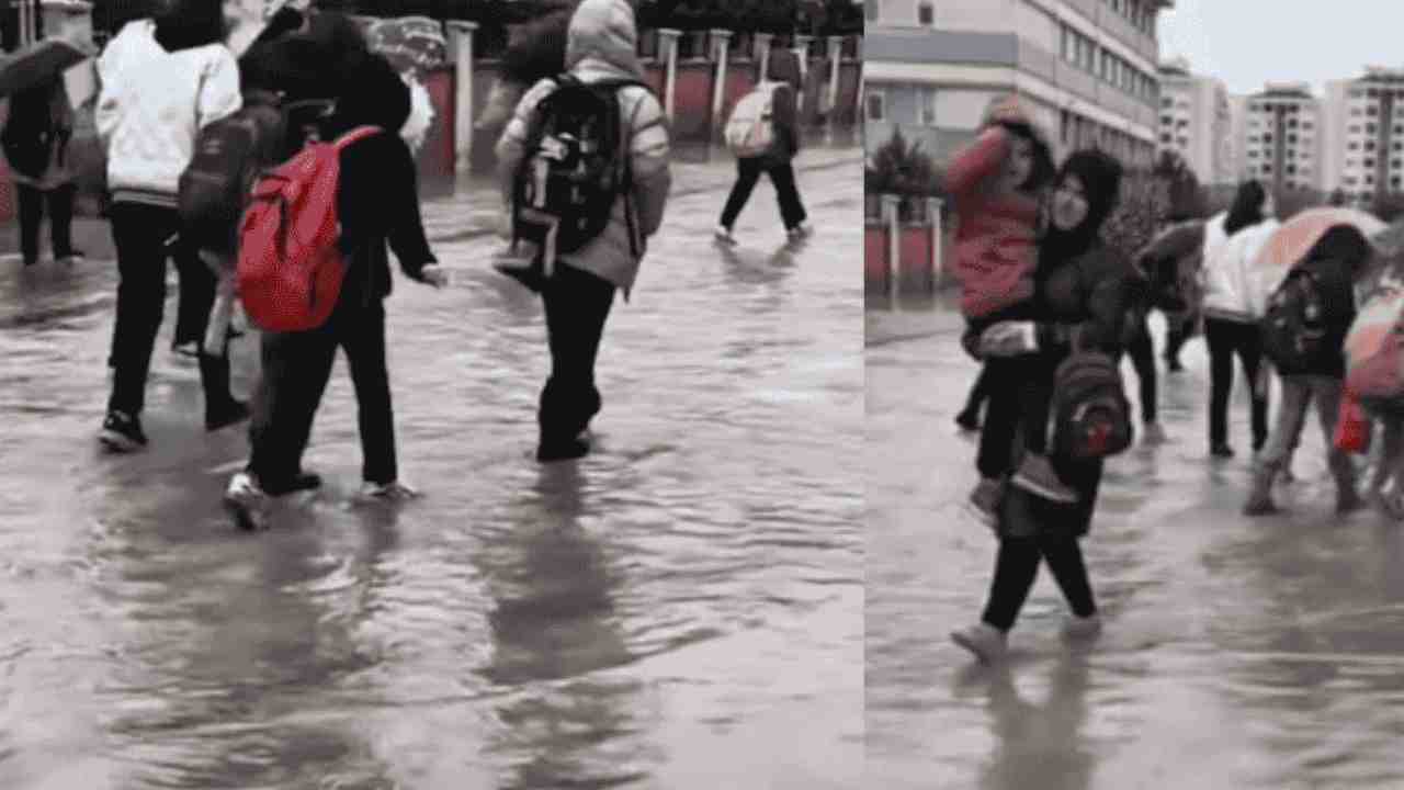 Gaziantep'te Nerdeyse Öğrenciler Sınıflara Yüzerek Girdi!