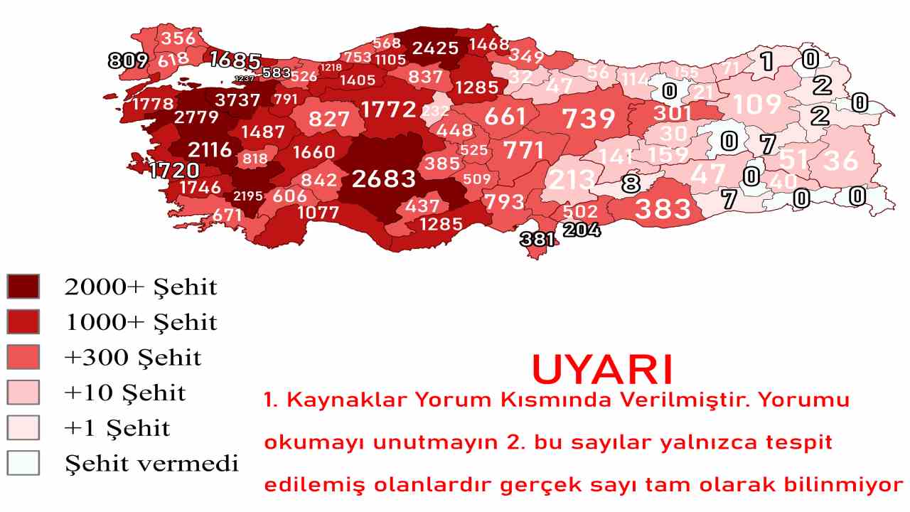 Gaziantep Çanakkale’de Kaç Şehit Verdi? Çanakkale'de hangi il kaç şehit verdi?