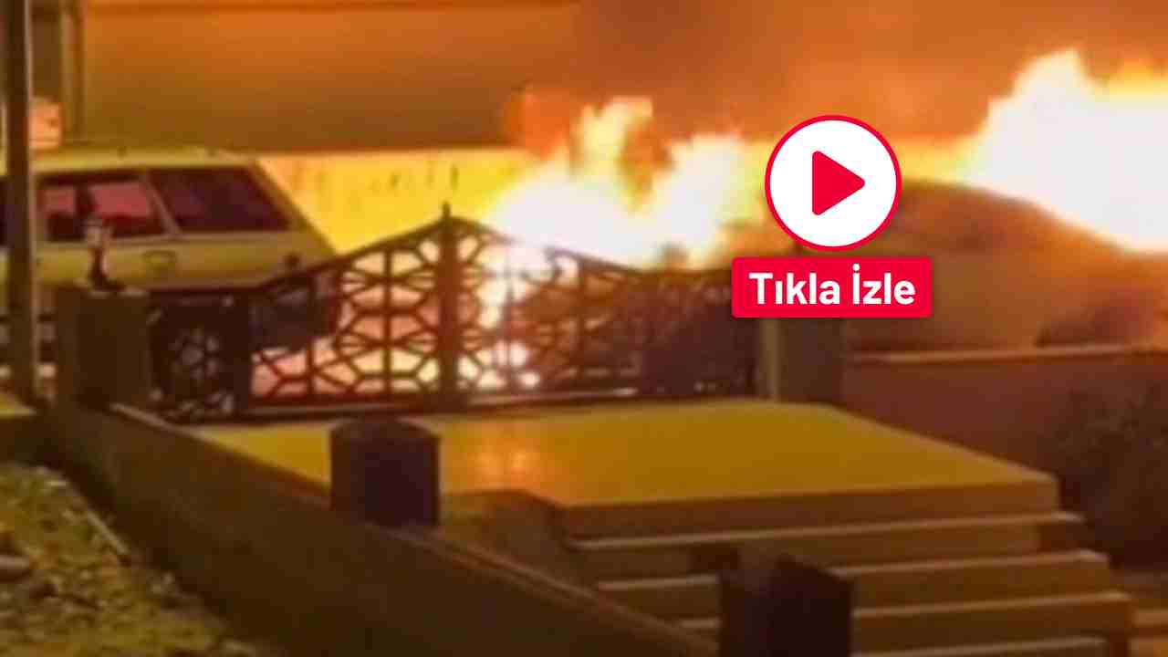 Gaziantep'te park halindeki lüks otomobil alev alev yandı