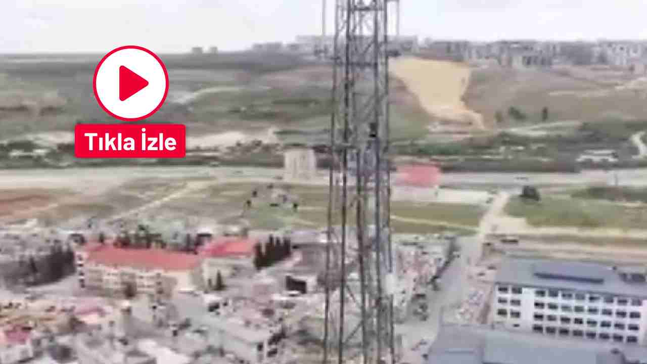 Gaziantep'te İntihar için elektrik direğine çıkan şahıs, polis dronu ile vazgeçirildi