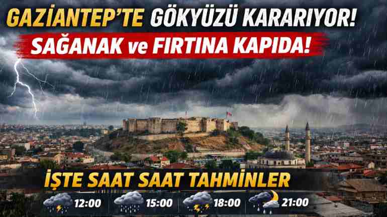 Gaziantep'te Gökyüzü Kararıyor! Sağanak ve Fırtına Kapıda: İşte Saat Saat Tahminler