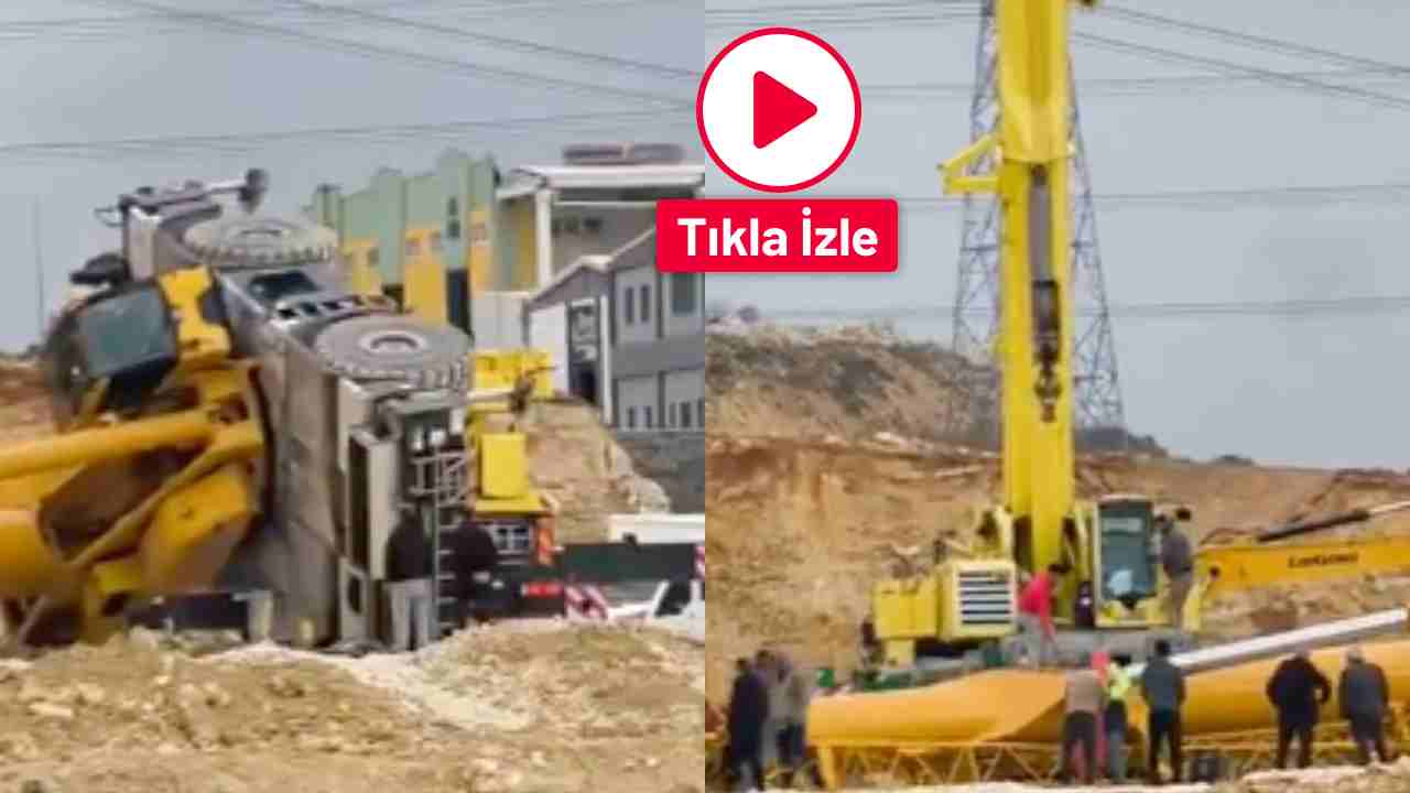 Gaziantep 5. OSB’de Dehşet Anları! Dev Vinç Devrildi