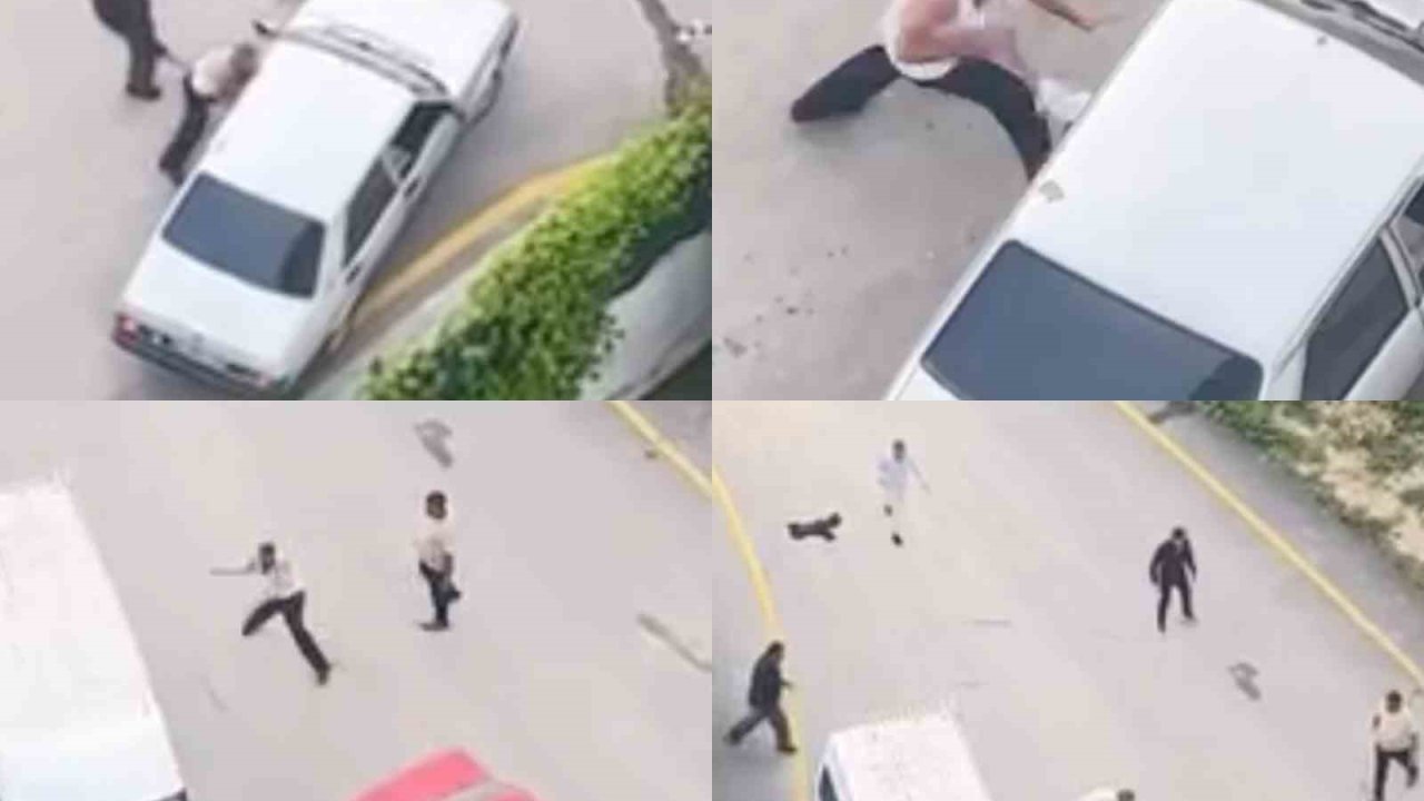 Taşlarla araçlara saldırdılar: Kavga anları kamerada