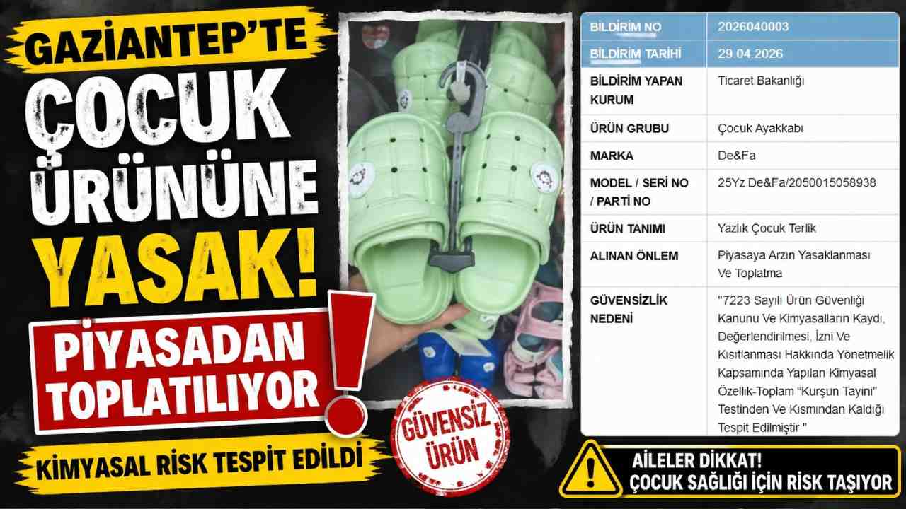 SON DAKİKA... Gaziantep’te Üretilen Çocuk Terliği Yasaklandı