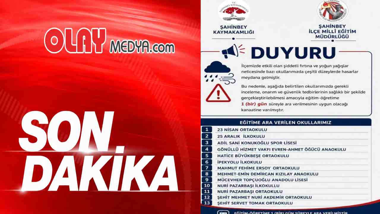 SON DAKİKA: Gaziantep’te fırtına eğitimi vurdu: 13 okul tatil edildi