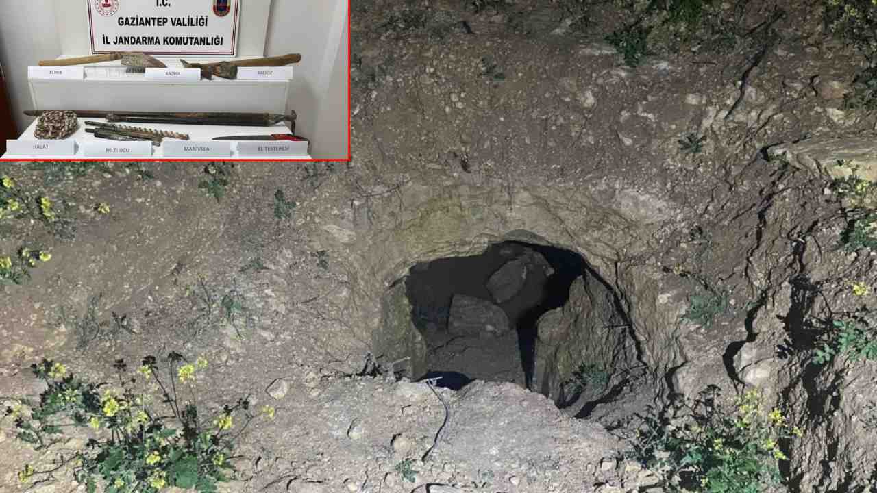 Gaziantep’te kaçak kazı yapan 2 şahsı jandarma yakaladı