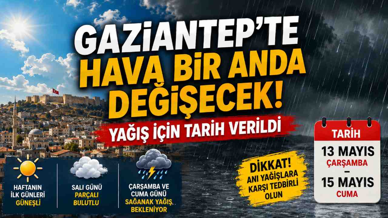 Gaziantep’te hava bir anda değişecek! Yağış için tarih verildi