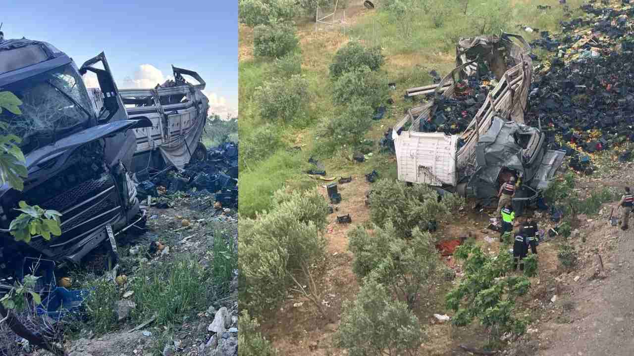 Gaziantep otoyolunda sebze yüklü tır viyadükten aşağı uçtu: 3 ölü, 3 yaralı