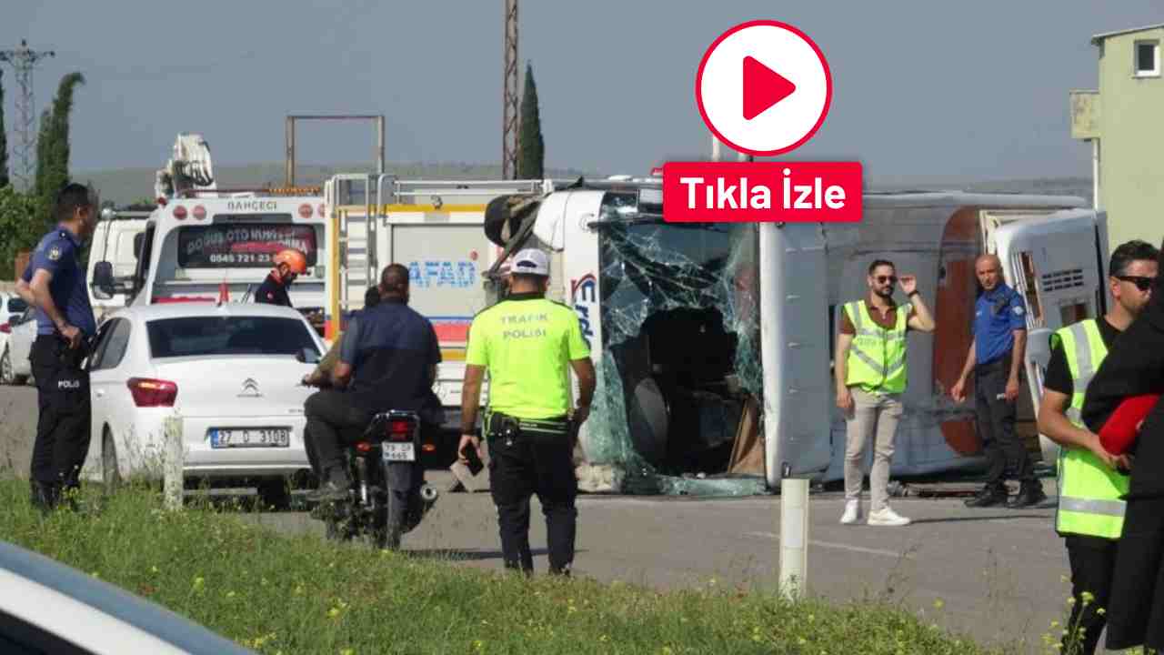 Gaziantep’te işçi servisi devrildi! 8 Yaralı