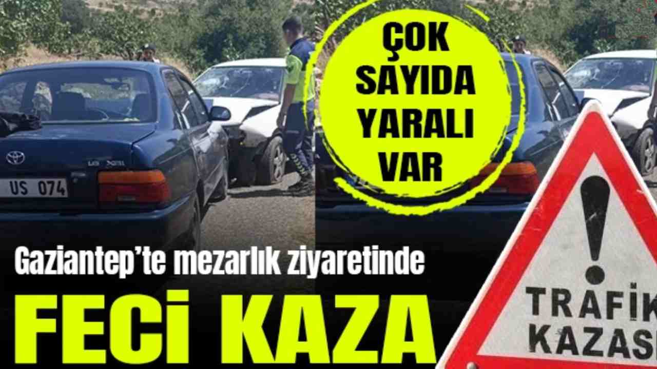 Gaziantep'te Mezarlık Yolunda Can Pazarı! İki Otomobil Çarpıştı: 5 Yaralı