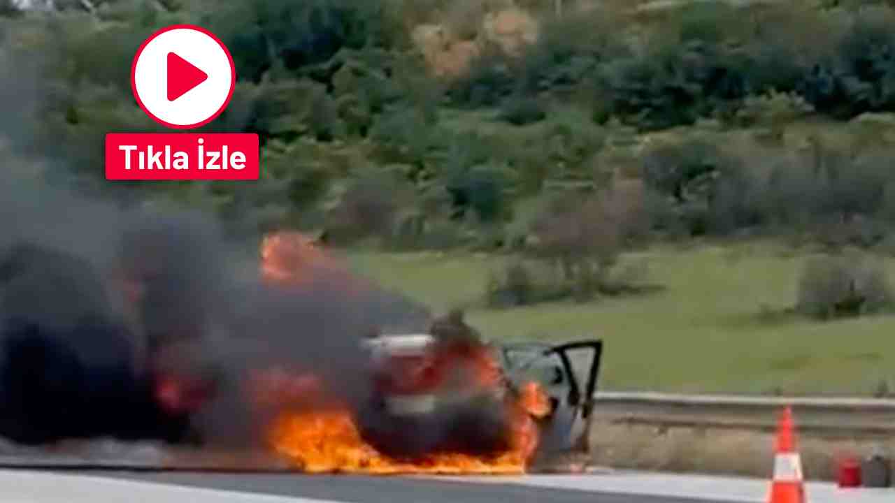 Gaziantep TAG Otoyolu’nda Korkutan Araç Yangını! Seyir Halindeki Otomobil Alevlere Teslim Oldu