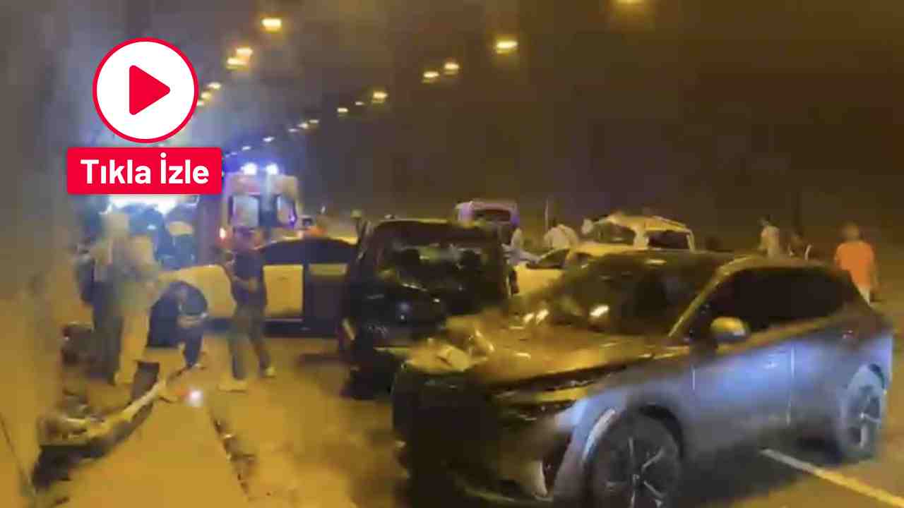 6 araçın karıştığı zincirleme kazanın araç içi kamera görüntüsü ortaya çıktı