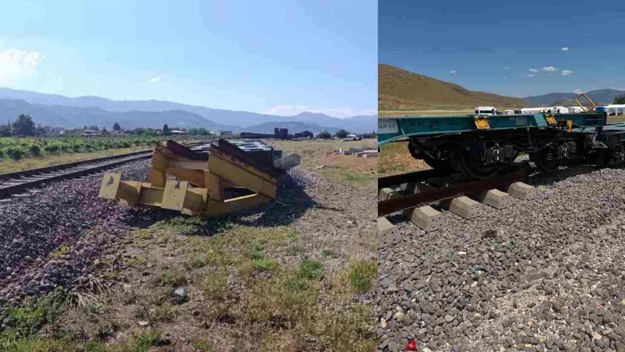 Gaziantep'te ayrılan trenin vagonları hortuvara çarparak devrildi