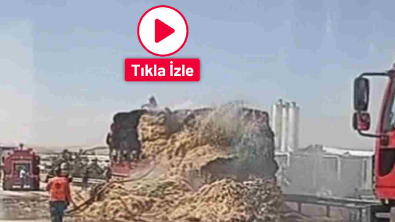 Gaziantep’te saman balyası yüklü tırda yangın